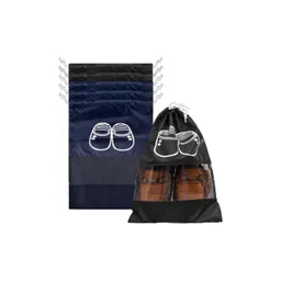 Aura Navy Blue & Black 6 Pieces Printed Shoes Organisers image 1