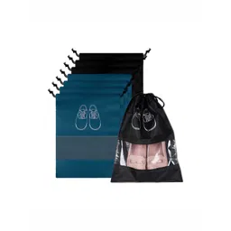 Aura Navy Blue & Black 8 Pieces Printed Water Resistant Shoe Cover Bag Organisers-picture-23