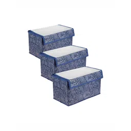 Aura Navy Blue & Grey 3 Pieces Flower Storage Box Multi-Utility Organisers With Handle-picture-21