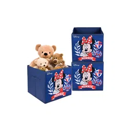 Aura Navy Blue & Pink 3 Pieces Minnie Printed Storage Box Organisers-picture-25