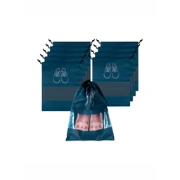 Aura Navy Blue & White 10 Pieces Printed Water Resistant Shoe Cover Bag Organisers-picture-20