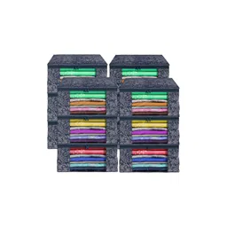 Aura Navy Blue And White 12 Pieces Printed Foldable Saree Covers-picture-31