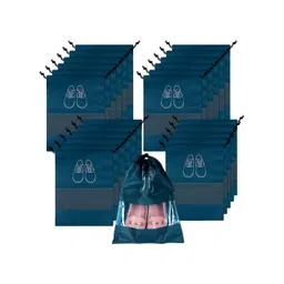 Aura Navy Blue & White 24 Pieces Printed Water Resistant Shoe Cover Bag Organisers-picture-18