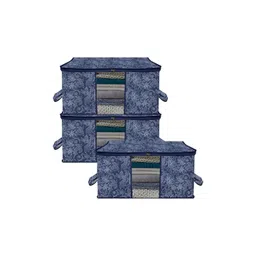 Aura Navy Blue & White 3 Pieces Floral Printed Multi-Utility Organisers-picture-23