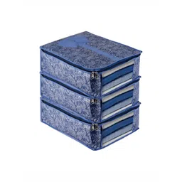 Aura Navy Blue & White 3 Pieces Floral Printed Multi-Utility Organisers-picture-20