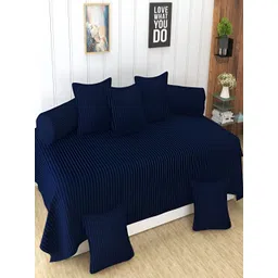 Aura Navy Blue & White 8 Pieces Striped Diwan Set-picture-33
