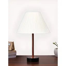 Aura Off White & Black Textured Metal Frustum Shaped Table Lamp-picture-15