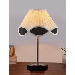 Aura Off White Colourblocked Wood Contemporary Frusturical Shaped Table Lamp-picture-43