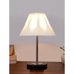 Aura Off White Textured Wood Contemporary Frusturical Shaped Table Lamp image 1