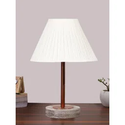 Aura Off White Textured Wood Frusturical Shaped Table Lamp-picture-38