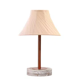 Aura Off White Textured Wood Frusturical Shaped Table Lamp-picture-34