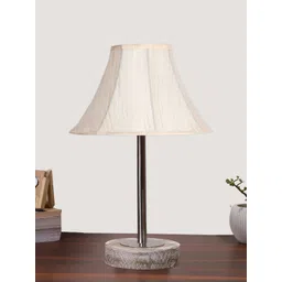 Aura Off White Textured Wood Frusturical Shaped Table Lamp-picture-18