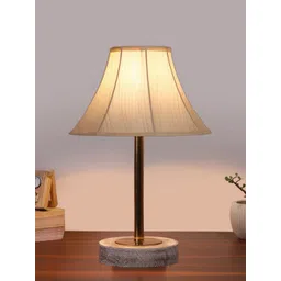 Aura Off White Textured Wood Frusturical Shaped Table Lamp-picture-21