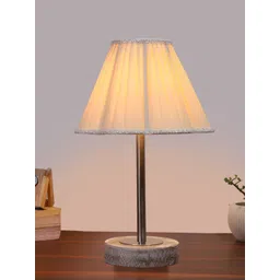 Aura Off White Textured Wood Frusturical Shaped Table Lamp-picture-13