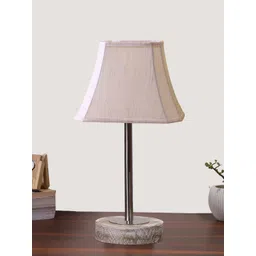 Aura Off White Textured Wood Frusturical Shaped Table Lamp-picture-29
