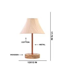 Aura Off White Textured Wood Frusturical Shaped Table Lamp-picture-21