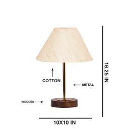 Aura Off White Textured Wood Frusturical Shaped Table Lamp-picture-38