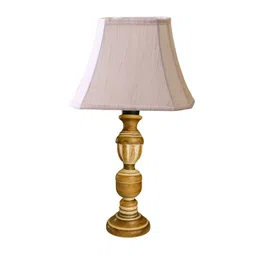 Aura Off White Textured Wood Traditional Abstract Shaped Table Lamp-picture-57