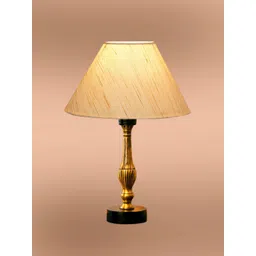 Aura Off White Textured Wood Traditional Frusturical Shaped Table Lamp-picture-11