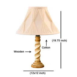 Aura Off White Textured Wood Traditional Frusturical Shaped Table Lamp-picture-49
