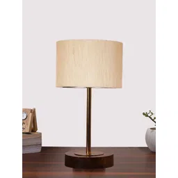 Aura Off White Wood Contemporary Cylindrical Shaped Table Lamp-picture-31