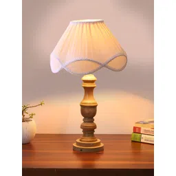 Aura Off White Wood Contemporary Frusturical Shaped Table Lamp-picture-22
