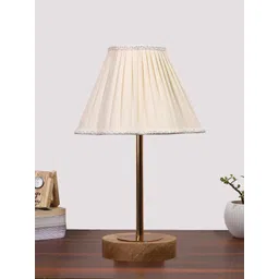 Aura Off White Wood Contemporary Frusturical Shaped Table Lamp-picture-31