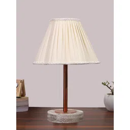 Aura Off White Wood Contemporary Frusturical Shaped Table Lamp-picture-29
