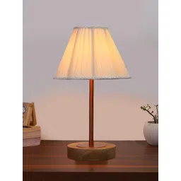 Aura Off White Wood Contemporary Frusturical Shaped Table Lamp image 3