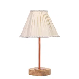 Aura Off White Wood Contemporary Frusturical Shaped Table Lamp image 5