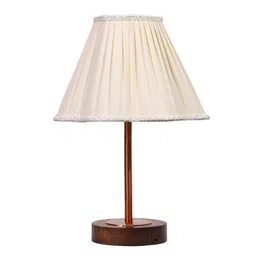 Aura Off White Wood Contemporary Frusturical Shaped Table Lamp image 1