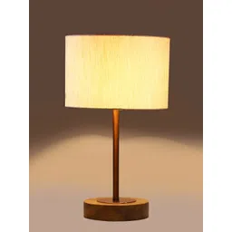 Aura Off White Wood Industrial Cylindrical Shaped Table Lamp-picture-11