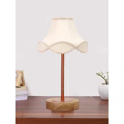 Aura Off White Wood Traditional Bell Shaped Table Lamp-picture-12
