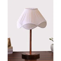 Aura Off White Wood Traditional Frusturical Shaped Table Lamp-picture-11