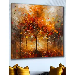 Aura Orange & Black Canvas Floral and Botanical Wall Paintings-image-29