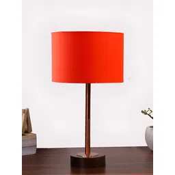Aura Orange & Brown Textured Metal Cylindrical Shaped Table Lamp image 1