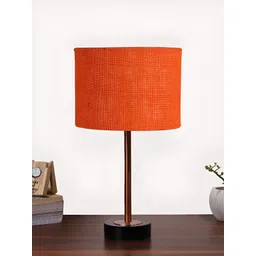 Aura Orange Textured Metal Contemporary Cylindrical Shaped Table Lamp-picture-18