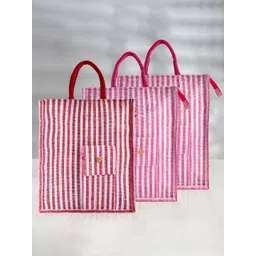 Aura Pack Of 3 Striped Oversized Shopper Tote Bag-picture-10