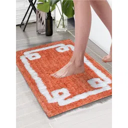 Aura Peach & White Printed Rectangular 1850 GSM Anti Skid Bath Rug-picture-37