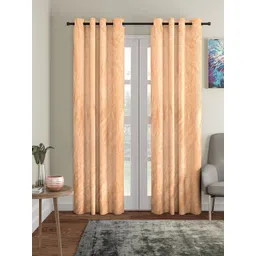 Aura Peach Coloured & White 2 Pcs Door Curtain-picture-37