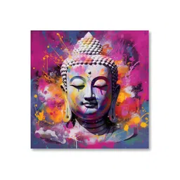 Aura Pink & Blue Lord Buddha Printed Canvas Wall Painting-picture-30