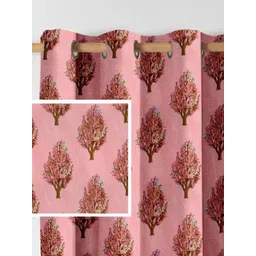 Aura Pink & Brown 2 Pieces Light Blocking Door Curtains-picture-40