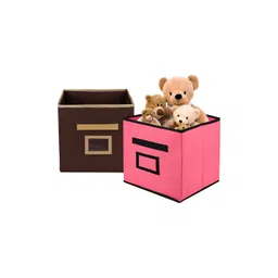 Aura Pink & Brown 2 Pieces Storage Box Organisers image 1