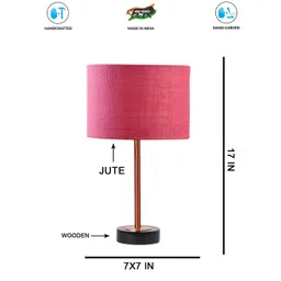 Aura Pink & Copper Toned Metal Contemporary Cylindrical Shaped Table Lamp-picture-23