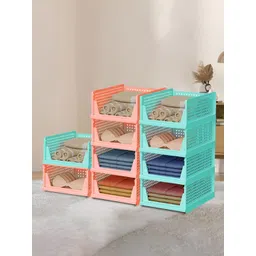 Aura Pink & Green 10 Pieces Storage Wardrobe Organisers-picture-18