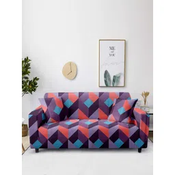 Aura Pink & Purple 3-Seater Printed Non-Slip Sofa Cover-picture-20