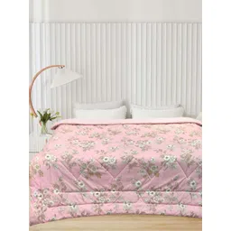 Aura Pink & White Floral Printed 300 GSM Microfiber AC Room Double Bed Comforter-picture-38