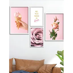 Aura Pink & Yellow 5 Pieces Floral and Botanical Wall Painting Art-image-23