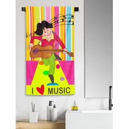 Aura Pink & Yellow Printed Cotton 300 GSM Bath Towel-picture-37