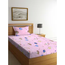 Aura Pink Cartoon Printed 350 TC Single Bedsheet Set 2.15 m x 1.50 m-picture-26